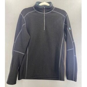 Kuhl Mens Med Black Fleece Quarter Zip Pullover Long Sleeve Outdoor Activewear